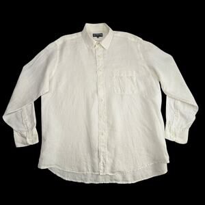 Vilebrequin Shirt Mens 3XL White Linen Button Up Long Sleeve Casual Beachwear